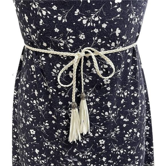 CT COTIM COYIN Women Braided Waist Belt Skinny Woven Tassel